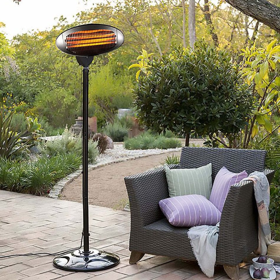 2000W 2.1m Free Standing Adjustable Portable Outdoor Electric Patio Heater Black - Image 2