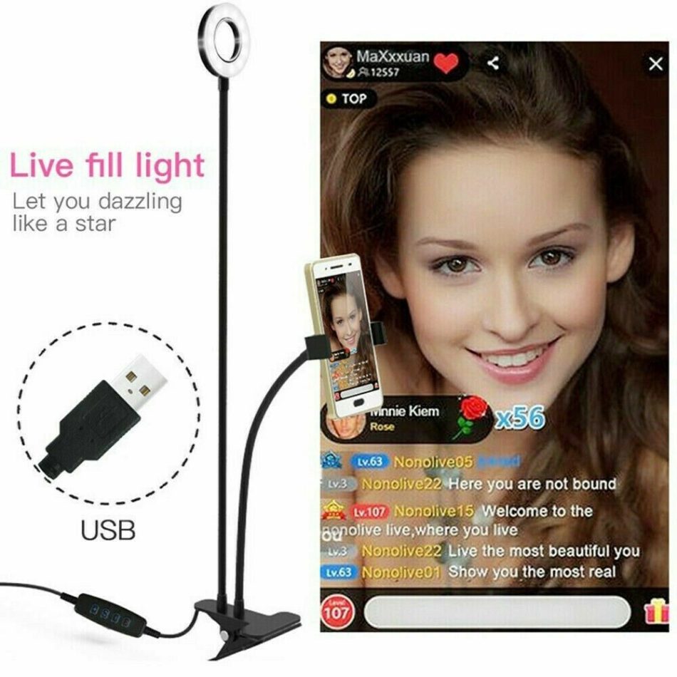 LED Selfie Ring Light with Cell Phone Holder Flexible Stand Live Stream Lamp AU - Image 7