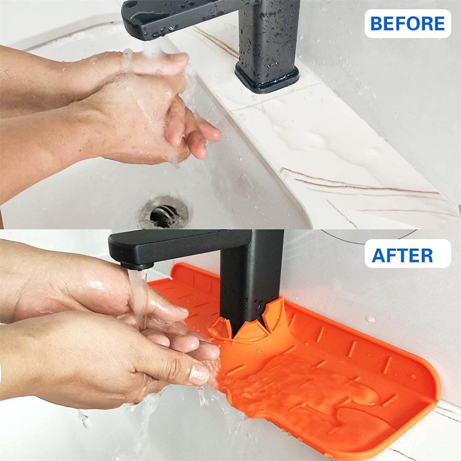 Silicone Faucet Sink Mat Sink Splash Guard Faucet Splash Pad Faucet Splashback - Image 5