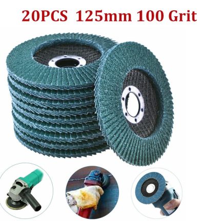 20PCS 5" 125MM Angle Grinder Flap Sanding Disc 100 Grit Grinding Wheel