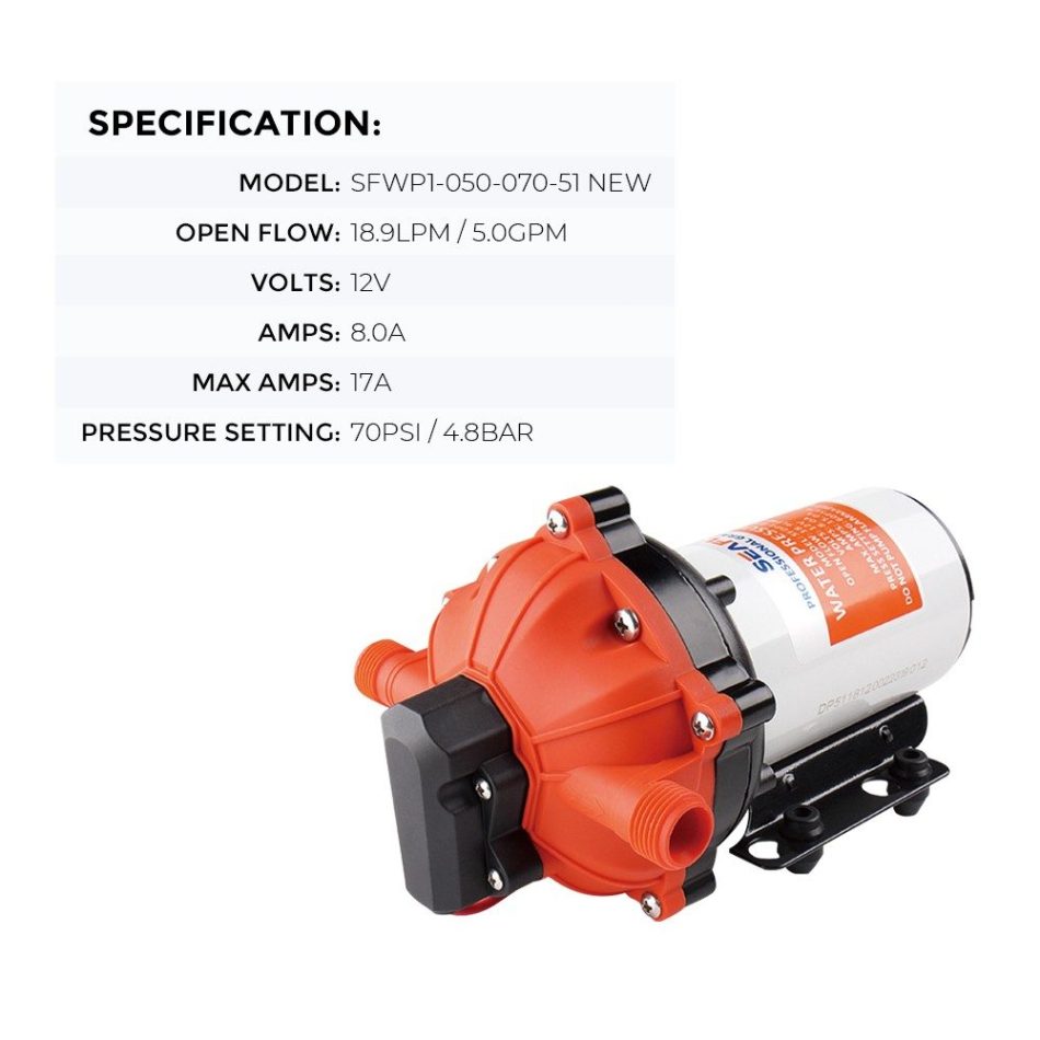SEAFLO 70PSI Deck Washdown Pump Kit for Boat Caravan Yacht Wash Pump 12V 5GPM - Image 5
