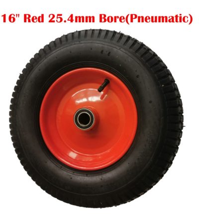 16" Red 25.4mm Bore(Pneumatic) Tire Steel Rim for Hand Trolley Cart