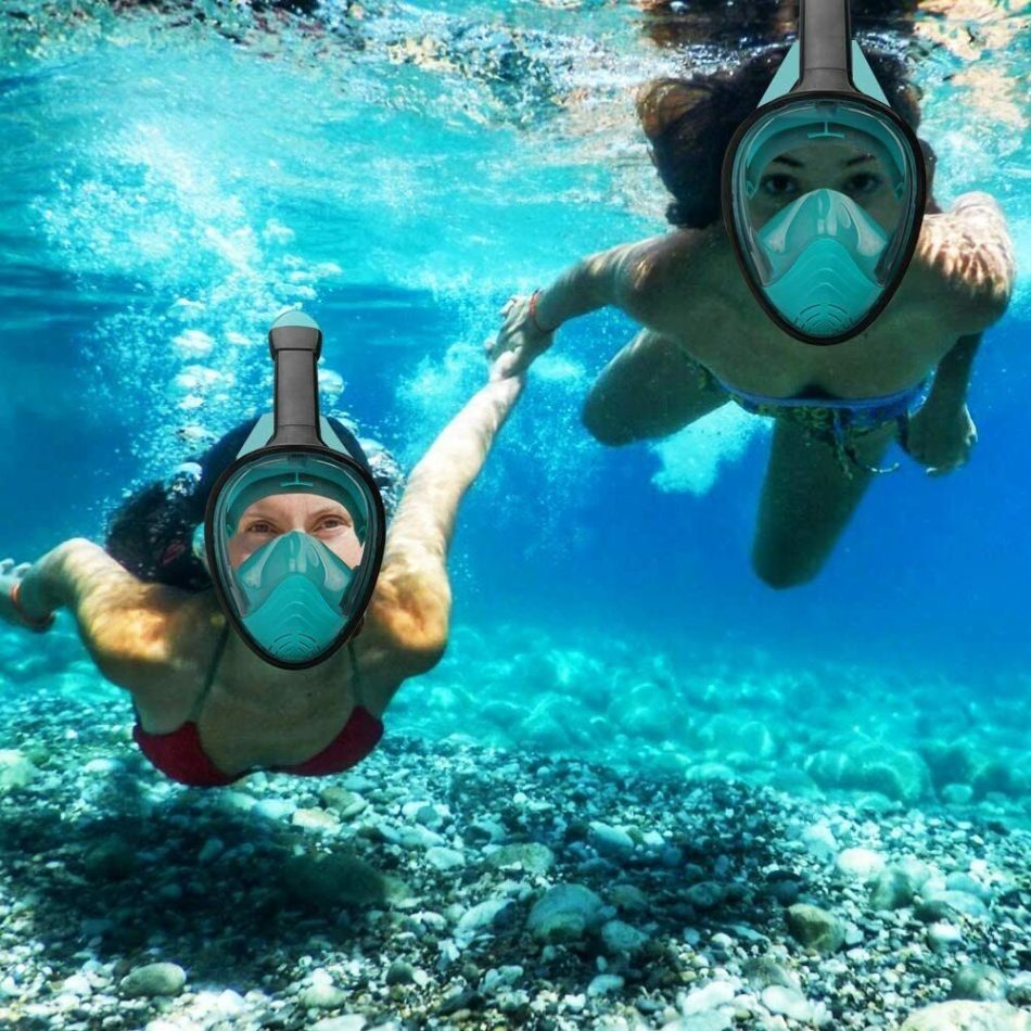 Red Full Face Snorkel Mask Swimming Breath Dry Diving Goggle Scuba Glass Anti-Fog AU L - Image 4