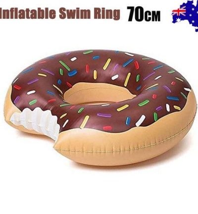 Coffee Inflatable Giant Donut Raft Swim Ring Float Swimming Pool Beach Lounge Pink Coff 70CM