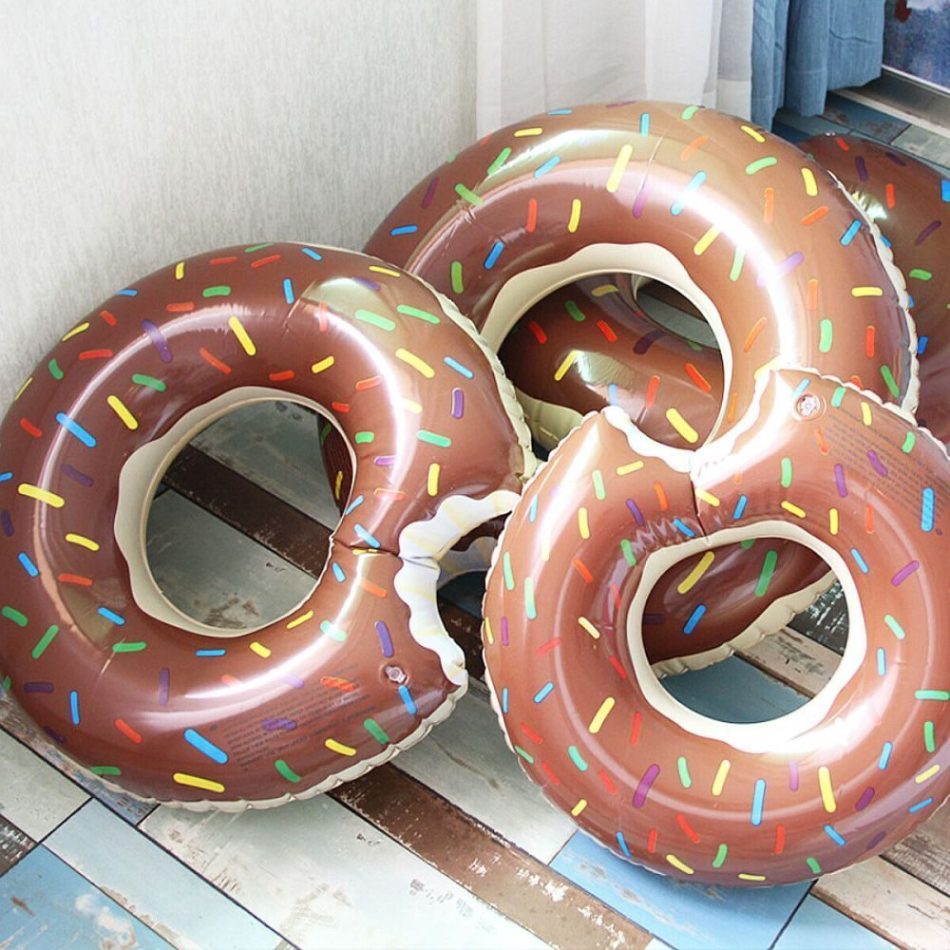 Coffee Inflatable Giant Donut Raft Swim Ring Float Swimming Pool Beach Lounge Pink Coff 70CM - Image 4