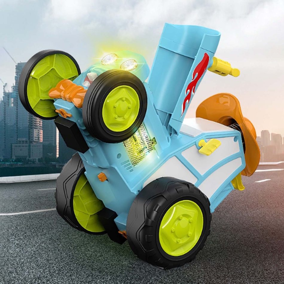 Blue 360 Rotating Crazy Jumping Car with Light Music Remote Control RC Stunt Car AU - Image 5
