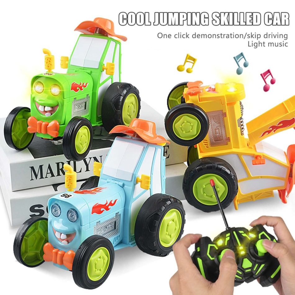 Blue 360 Rotating Crazy Jumping Car with Light Music Remote Control RC Stunt Car AU - Image 7