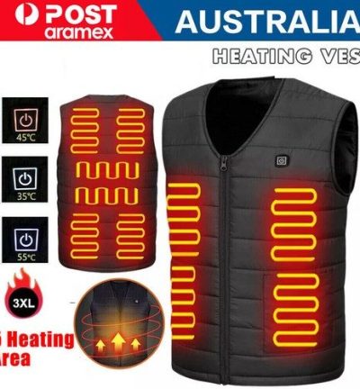3XL Electric Vest Heated Jacket USB Thermal Warm Heat Pad Winter Body Warmer Unisex