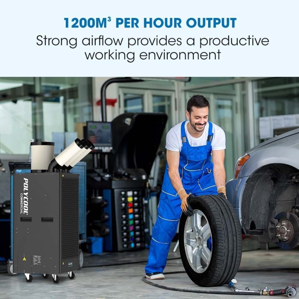 POLYCOOL 6.5kW Portable Industrial Spot Cooler, with Triple Cooling Ducts, 15A Plug - Image 3