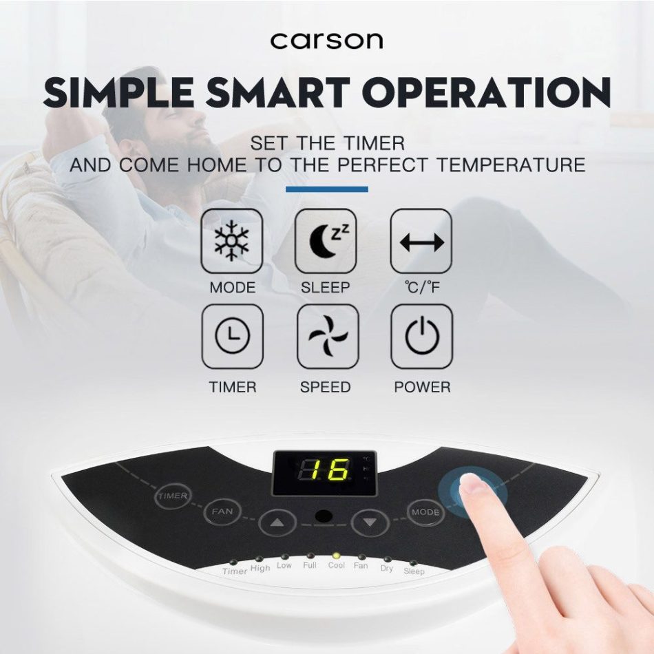 CARSON Portable Air Conditioner Mobile Fan Cooler Cooling Dehumidifier 9000BTU - Image 2
