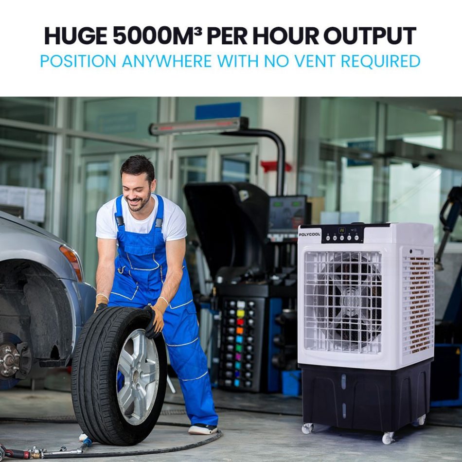 POLYCOOL 45L 125W Evaporative Air Cooler Portable Industrial Fan, Purifier, Humidifier, Remote Control - Image 2