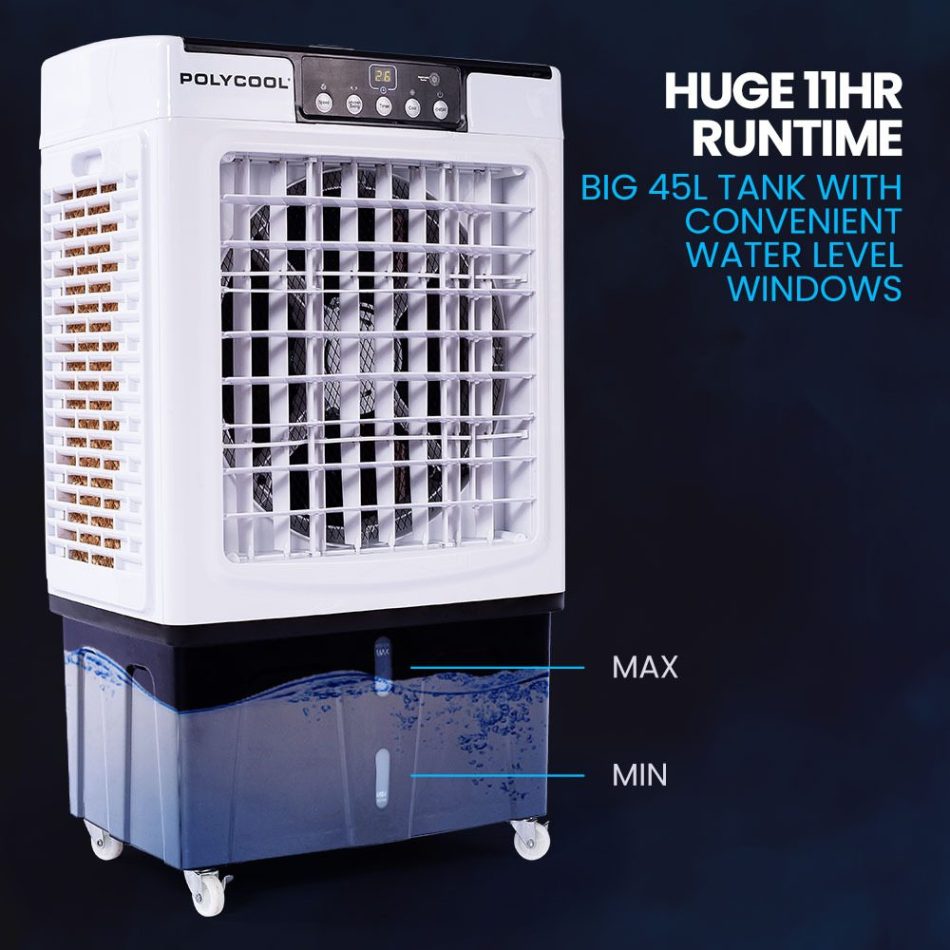 POLYCOOL 45L 125W Evaporative Air Cooler Portable Industrial Fan, Purifier, Humidifier, Remote Control - Image 3
