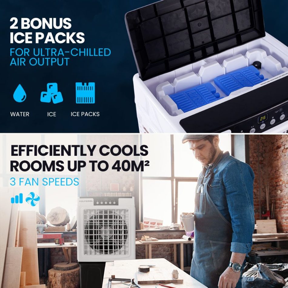 POLYCOOL 45L 125W Evaporative Air Cooler Portable Industrial Fan, Purifier, Humidifier, Remote Control - Image 9