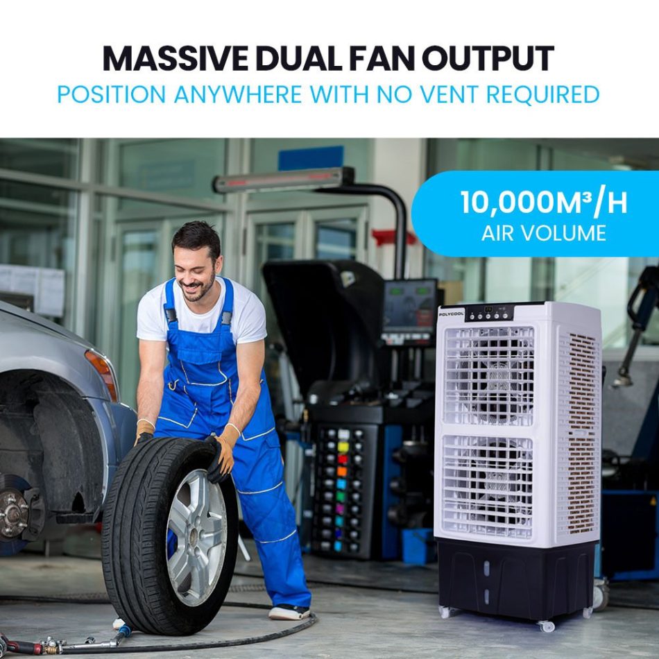 POLYCOOL 35L 220W Portable Evaporative Air Cooler 24 Hour Timer 4 in 1 Cooling Fan w/ Remote - Image 2