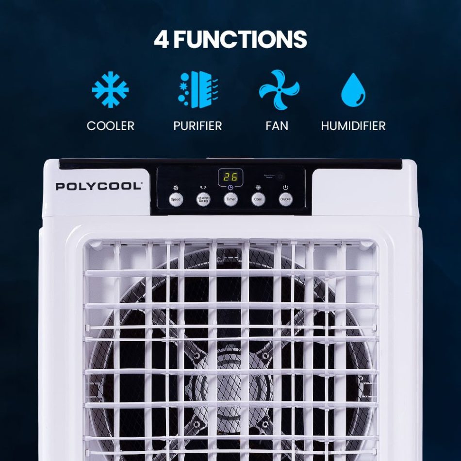 POLYCOOL 35L 220W Portable Evaporative Air Cooler 24 Hour Timer 4 in 1 Cooling Fan w/ Remote - Image 3