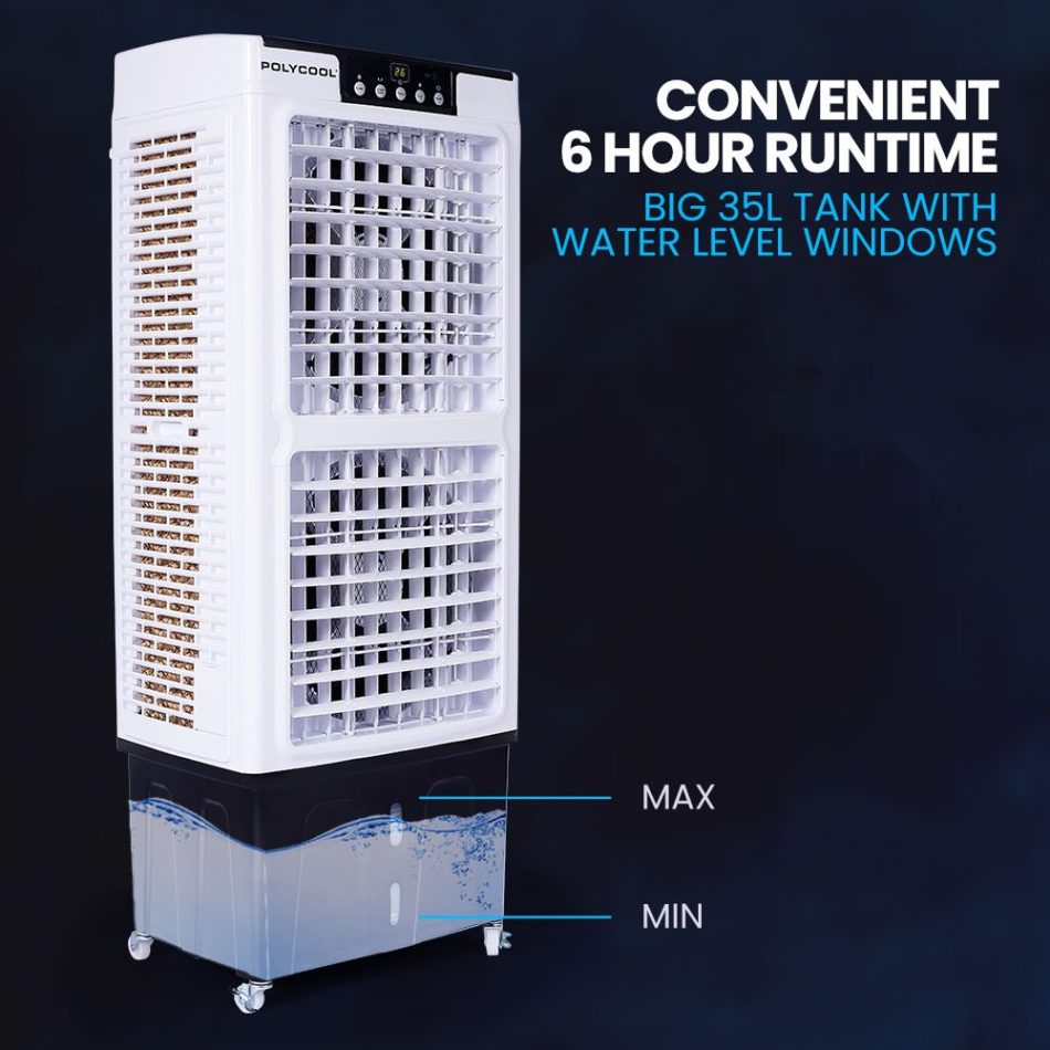 POLYCOOL 35L 220W Portable Evaporative Air Cooler 24 Hour Timer 4 in 1 Cooling Fan w/ Remote - Image 5