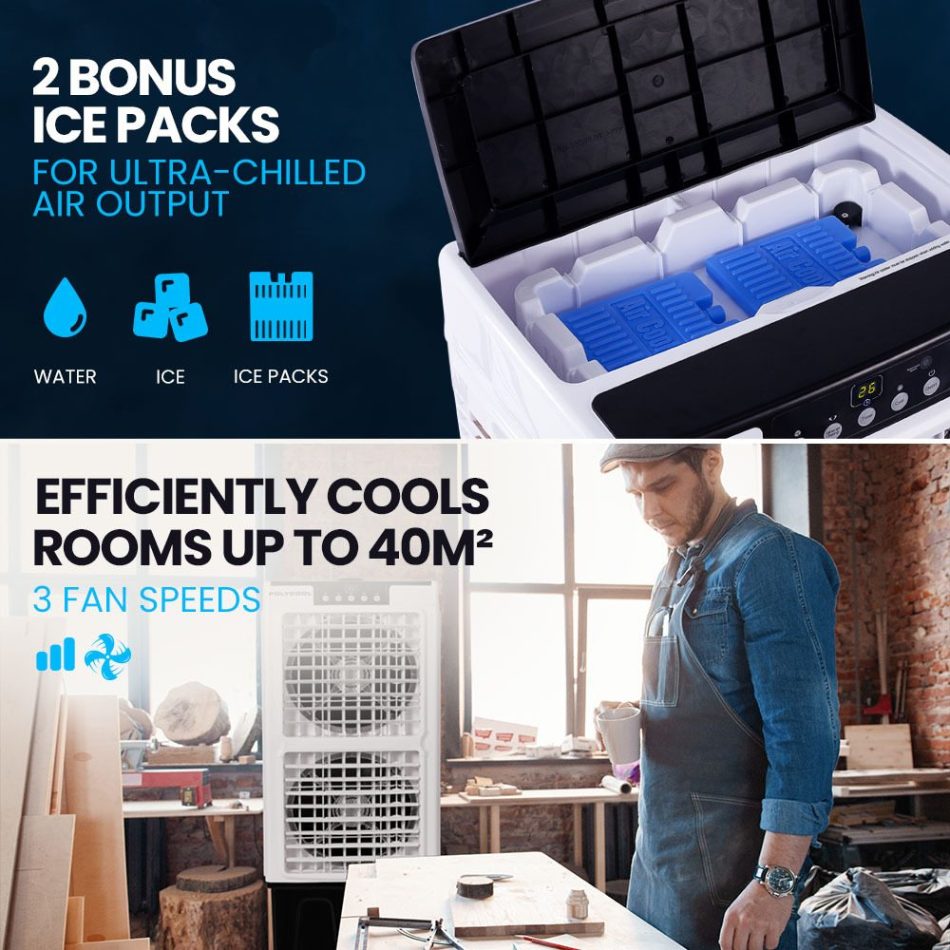 POLYCOOL 35L 220W Portable Evaporative Air Cooler 24 Hour Timer 4 in 1 Cooling Fan w/ Remote - Image 9