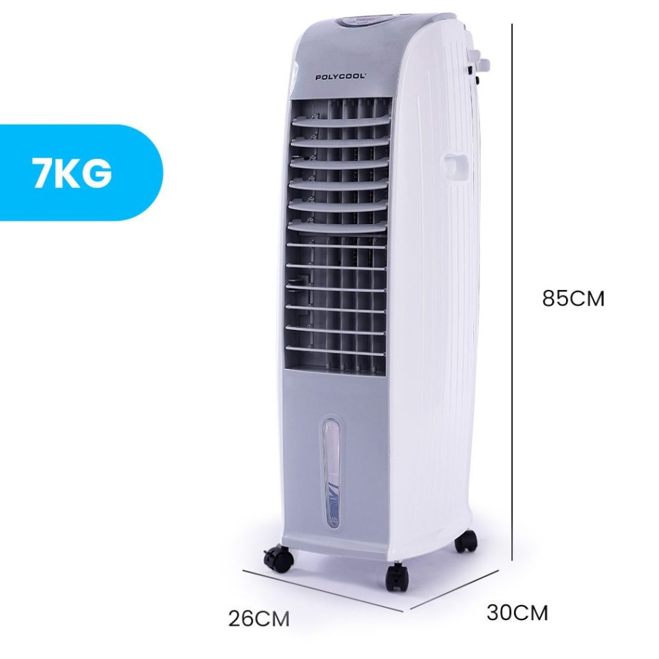POLYCOOL 8L Portable Evaporative Air Cooler 24 Hour Timer 4 in 1 Cooling Fan, Grey and White - Image 5