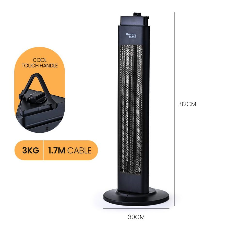 THERMOMATE Electric Heater Indoor or Outdoor, 1200W, 2 Radiant Heat Settings, Oscillating, Safety Tipping Shut Off - Image 2