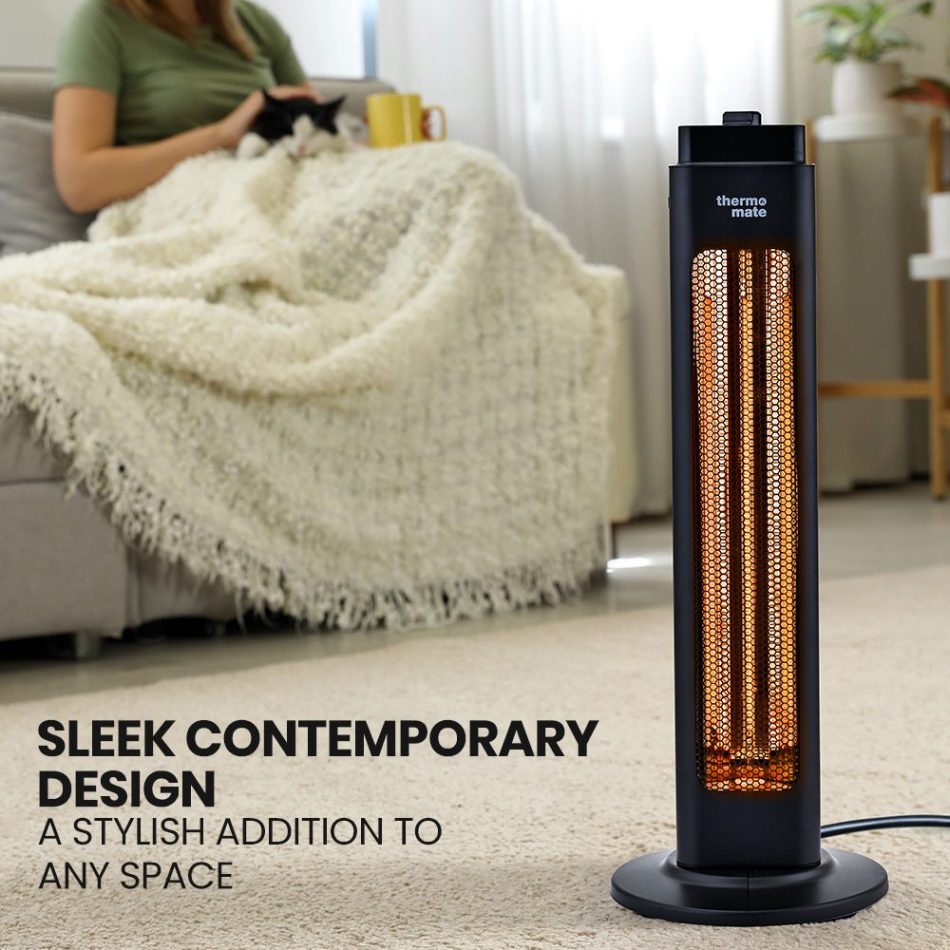 THERMOMATE Electric Heater Indoor or Outdoor, 1200W, 2 Radiant Heat Settings, Oscillating, Safety Tipping Shut Off - Image 3
