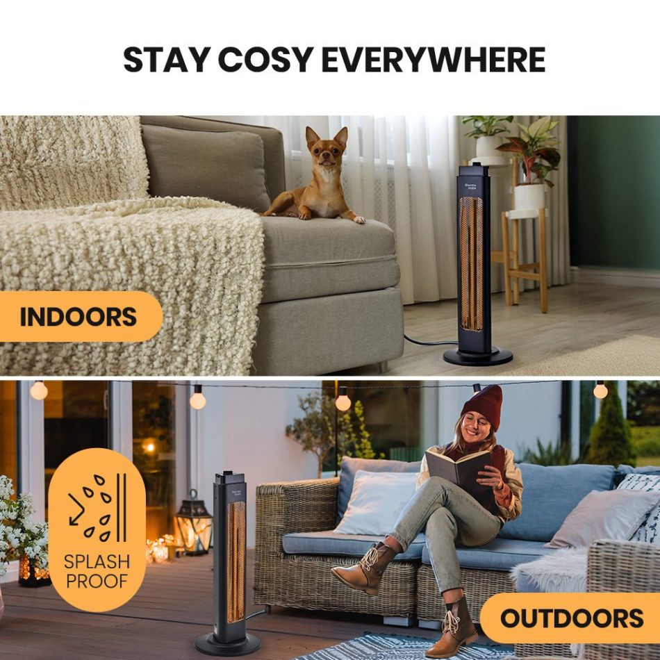 THERMOMATE Electric Heater Indoor or Outdoor, 1200W, 2 Radiant Heat Settings, Oscillating, Safety Tipping Shut Off - Image 6