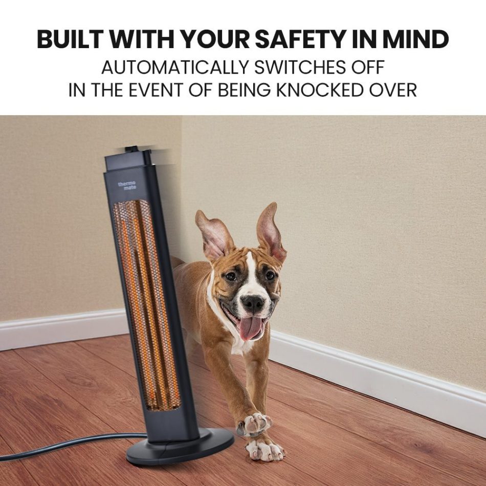 THERMOMATE Electric Heater Indoor or Outdoor, 1200W, 2 Radiant Heat Settings, Oscillating, Safety Tipping Shut Off - Image 7