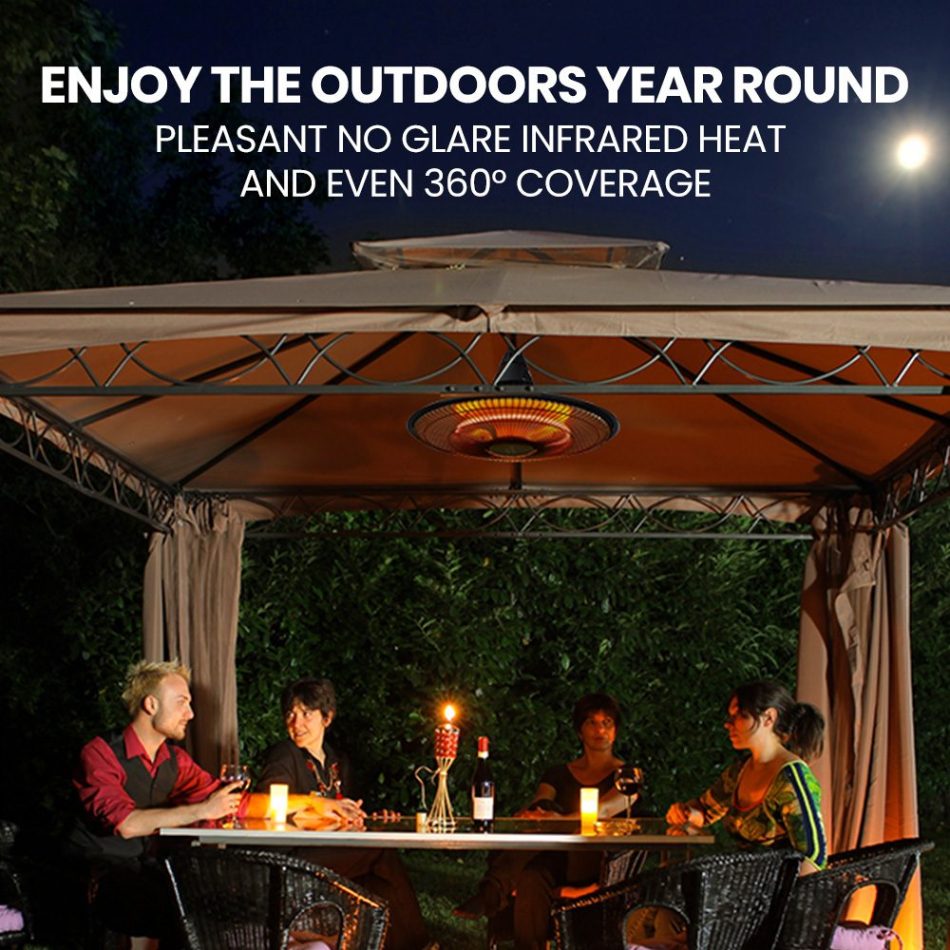 THERMOMATE 1500W Hanging Electric Outdoor Patio Heater, Radiant Carbon Fiber Element, with Remote Control - Image 5