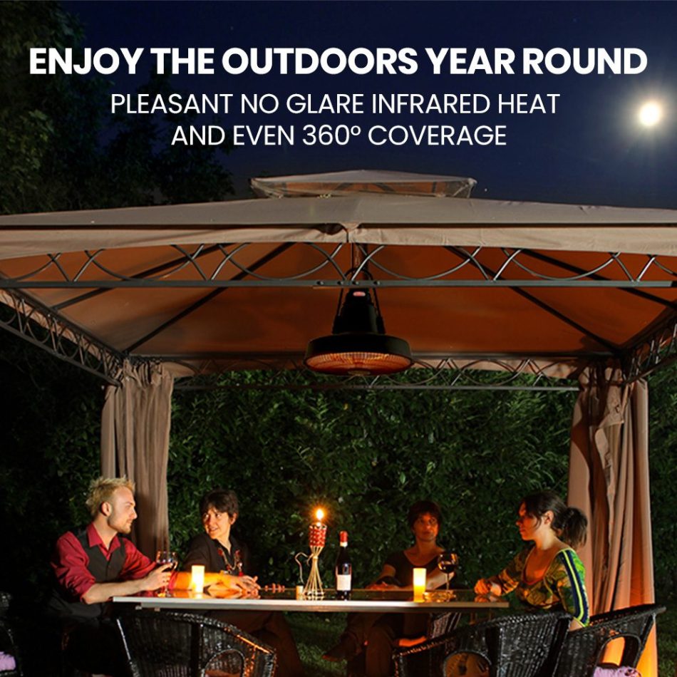 THERMOMATE 1500W Hanging Outdoor Electric Patio Heater, Radiant Carbon Fiber Element, with Remote Control - Image 5