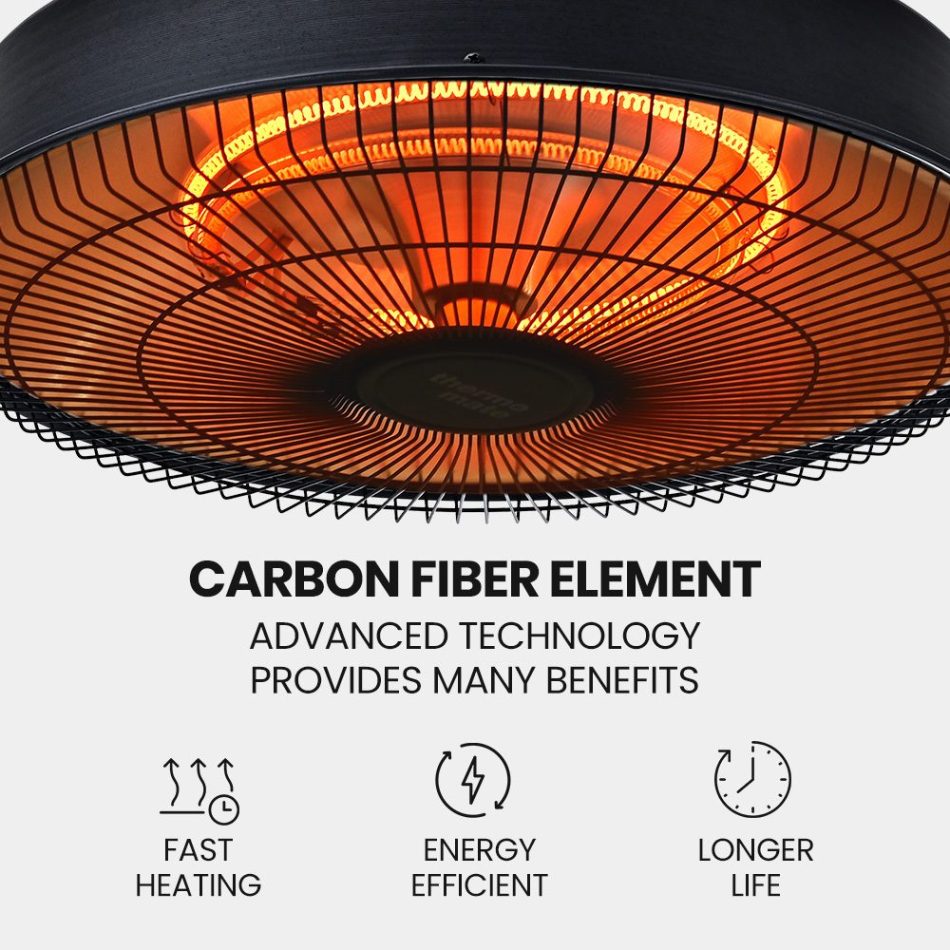 THERMOMATE 1500W Hanging Outdoor Electric Patio Heater, Radiant Carbon Fiber Element, with Remote Control - Image 7