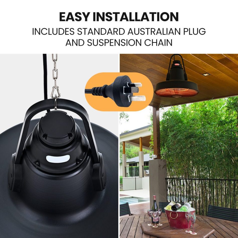 THERMOMATE 1500W Hanging Outdoor Electric Patio Heater, Radiant Carbon Fiber Element, with Remote Control - Image 8
