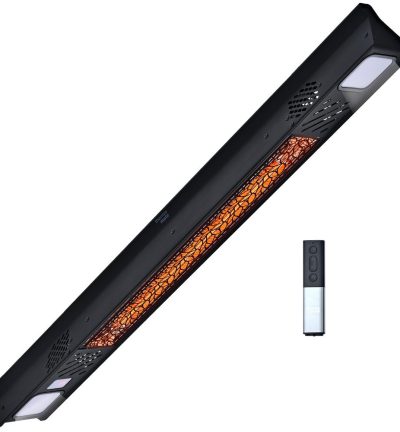 THERMOMATE 2000W Electric Outdoor Strip Heater, Carbon Fiber Element, Wall Ceiling or Hanging Mount, Remote , LED Screen, 9 Radiant Heat Settings, 24 Hr Timer