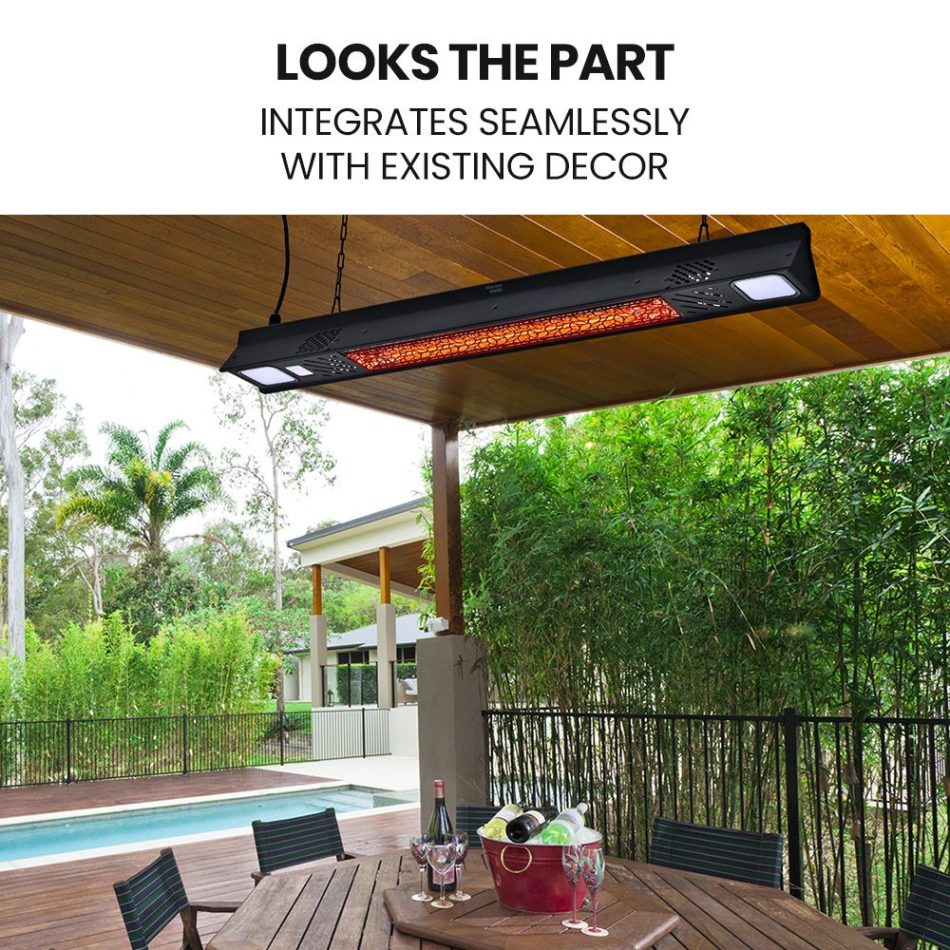 THERMOMATE 2000W Electric Outdoor Strip Heater, Carbon Fiber Element, Wall Ceiling or Hanging Mount, Remote , LED Screen, 9 Radiant Heat Settings, 24 Hr Timer - Image 9