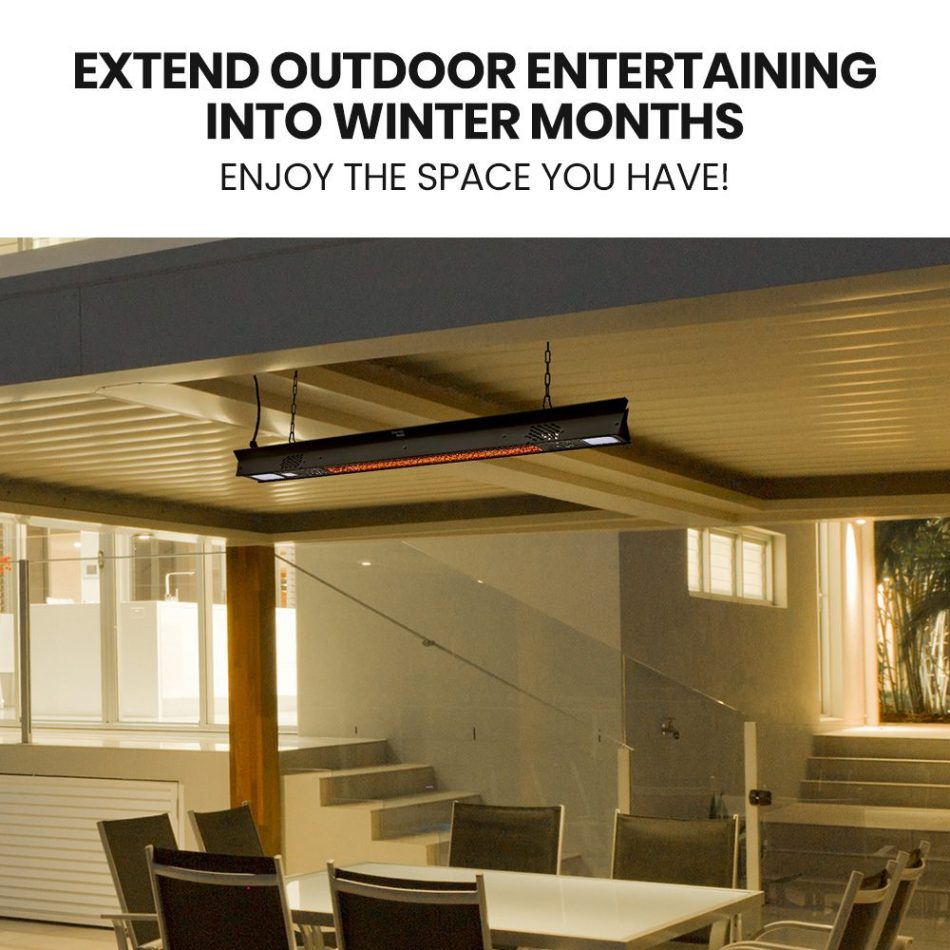 THERMOMATE 2000W Electric Outdoor Strip Heater, Carbon Fiber Element, Wall Ceiling or Hanging Mount, Remote , LED Screen, 9 Radiant Heat Settings, 24 Hr Timer - Image 10