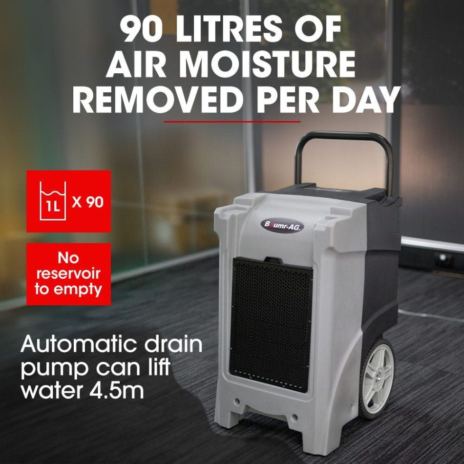 Baumr-AG 90L/day Commercial Air Dehumidifier for Mould, Portable, Stackable, LCD Display, Wheels - Image 4