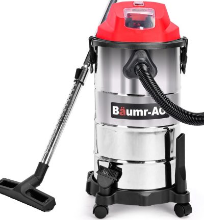 BAUMR-AG 30L Cordless Wet & Dry Vacuum Cleaner Kit, with 4Ah battery and Charger, Blower, HEPA Filter, Accessories, Stainless Steel, for Car, Home, Garage
