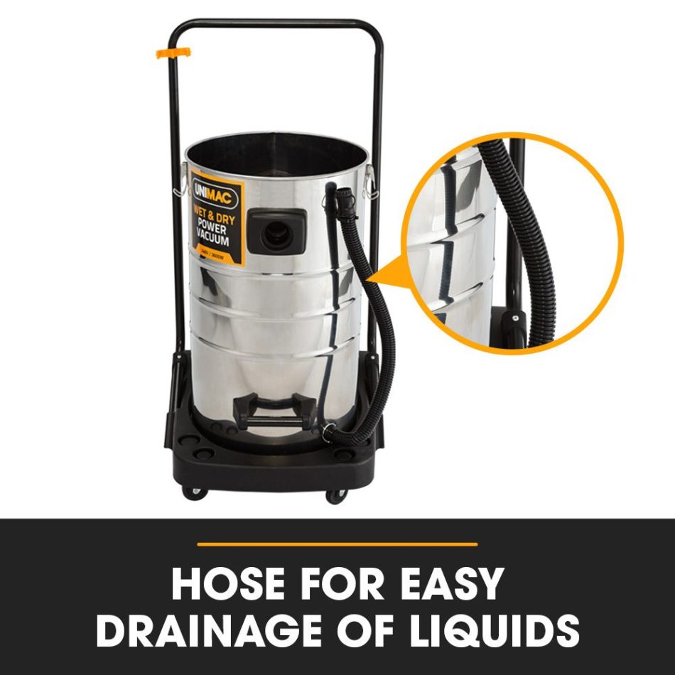 UNIMAC 100L 2400W Wet and Dry Vacuum Cleaner, Heavy-Duty Dual Copper Motors, Accessory Set, for Workshop Car Carpet - Image 4
