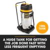 UNIMAC 100L 2400W Wet and Dry Vacuum Cleaner, Heavy-Duty Dual Copper Motors, Accessory Set, for Workshop Car Carpet - Image 6