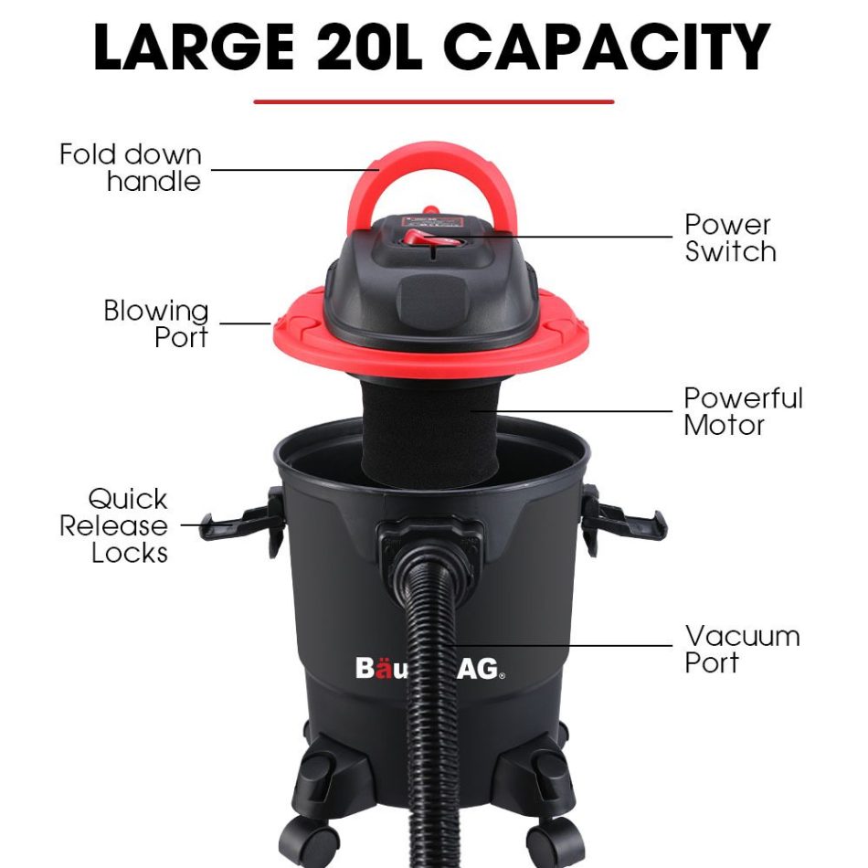 Baumr-AG 20L 1200W Wet and Dry Vacuum Cleaner, with Blower, for Car, Workshop, Carpet - Image 2