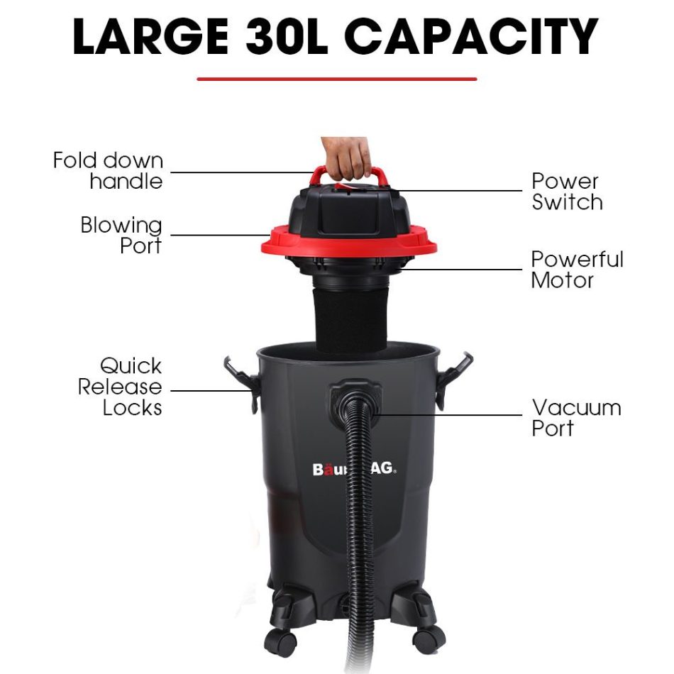 Baumr-AG 30L 1200W Wet and Dry Vacuum Cleaner, with Blower, for Car, Workshop, Carpet - Image 2
