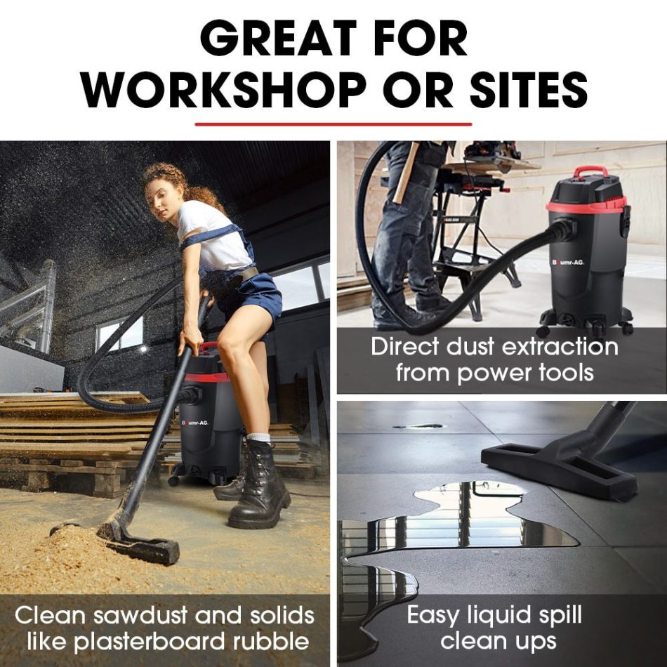 Baumr-AG 30L 1200W Wet and Dry Vacuum Cleaner, with Blower, for Car, Workshop, Carpet - Image 3
