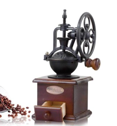 Coffee Bean Grinder - Vintage Retro Manual Wood Hand Wheel Nut Mill