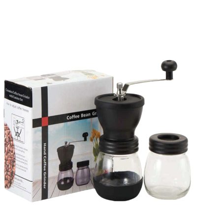 Coffee Bean Grinder - Manual Hand Stainless Ceramic Burr Core Glass Jar Nut Mill