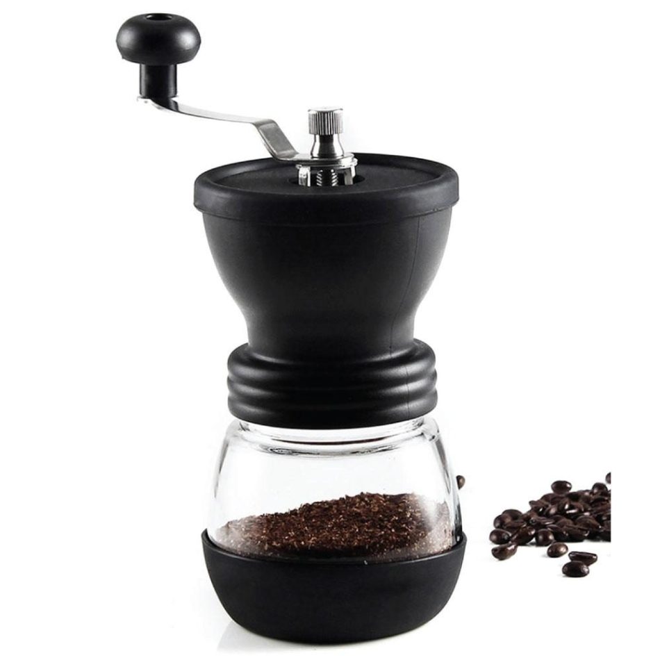 Coffee Bean Grinder - Manual Hand Stainless Ceramic Burr Core Glass Jar Nut Mill - Image 2