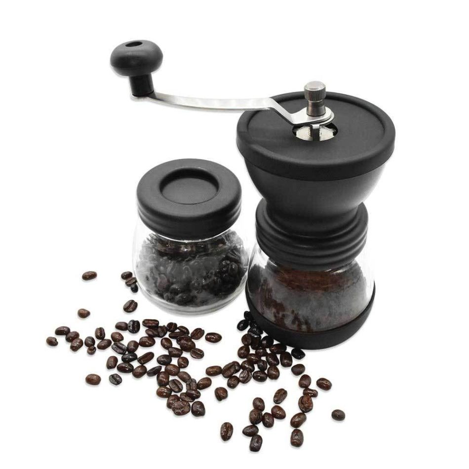 Coffee Bean Grinder - Manual Hand Stainless Ceramic Burr Core Glass Jar Nut Mill - Image 3