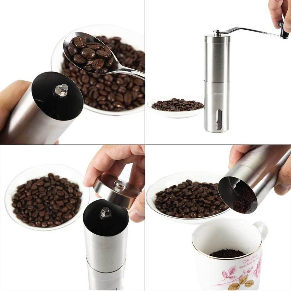 Coffee Bean Grinder - Stainless Steel Ceramic Burr Manual Hand Crank Nut Mill - Image 6