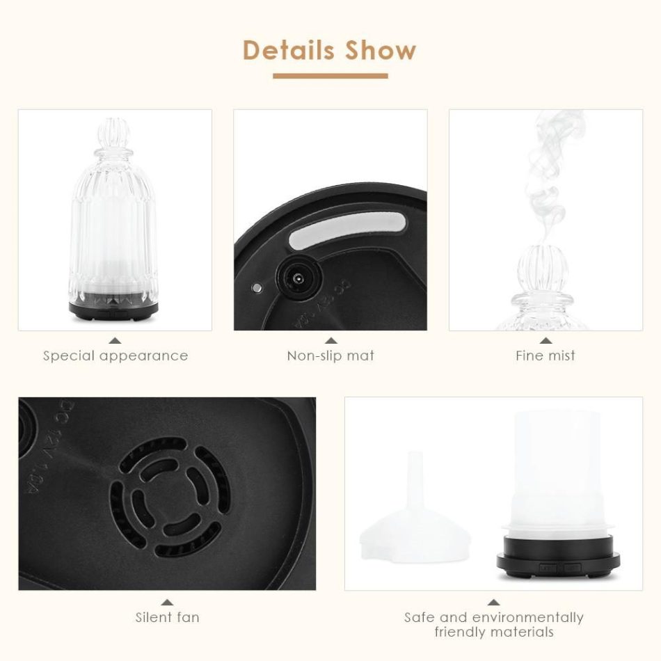 Essential Oil Aroma Diffuser - 120ml 3D Glass Bottle Ultrasonic Mist Humidifier - Image 5