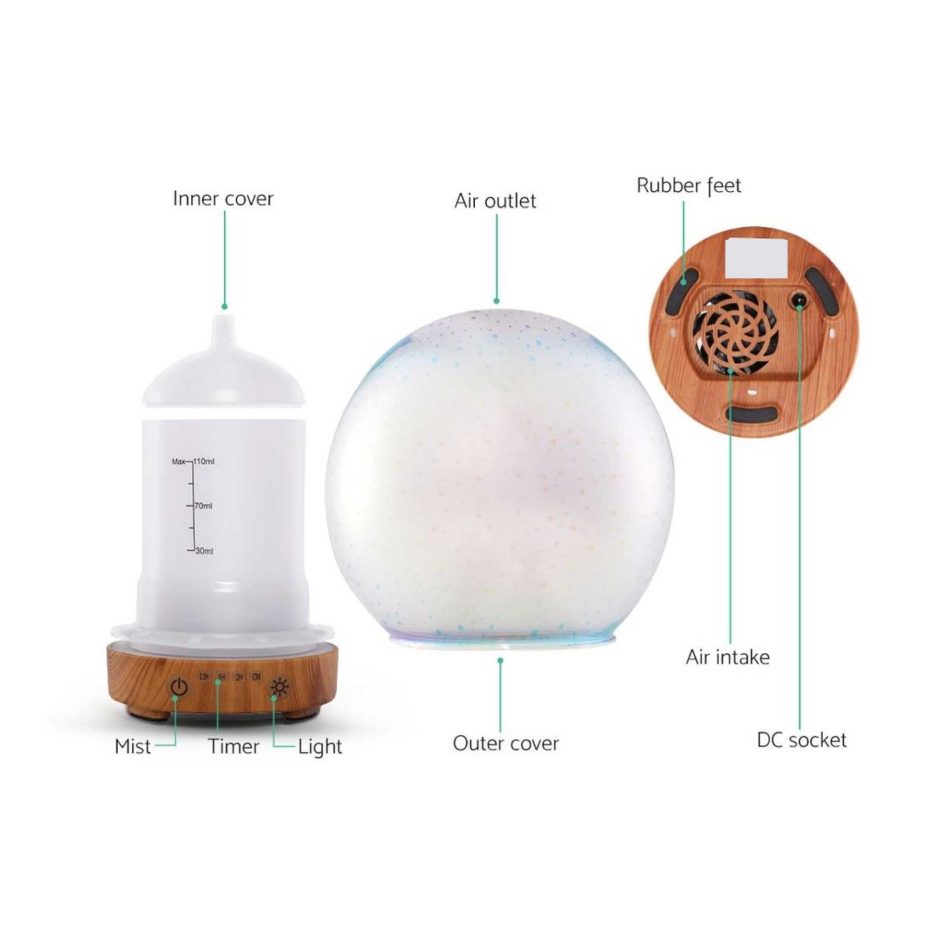 Essential Oil Aroma Diffuser - 100ml Mirror Ball 3D Fireworks Mist Humidifier - Image 3