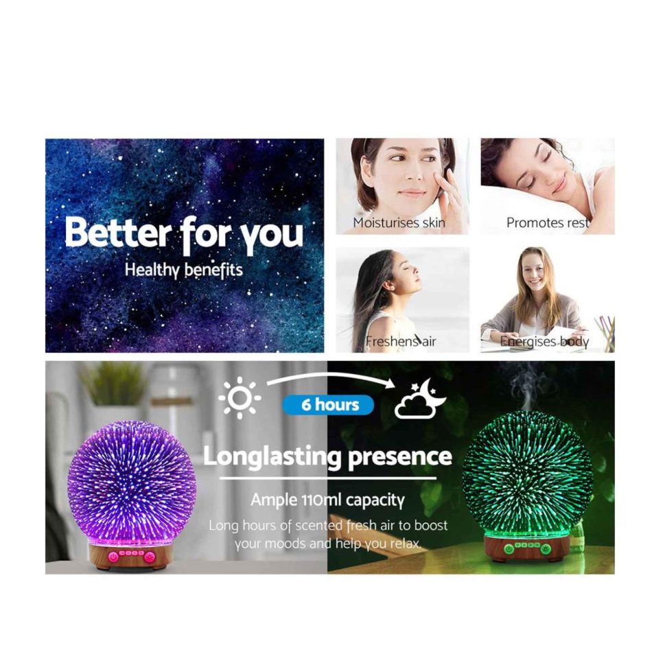 Essential Oil Aroma Diffuser - 100ml Mirror Ball 3D Fireworks Mist Humidifier - Image 5