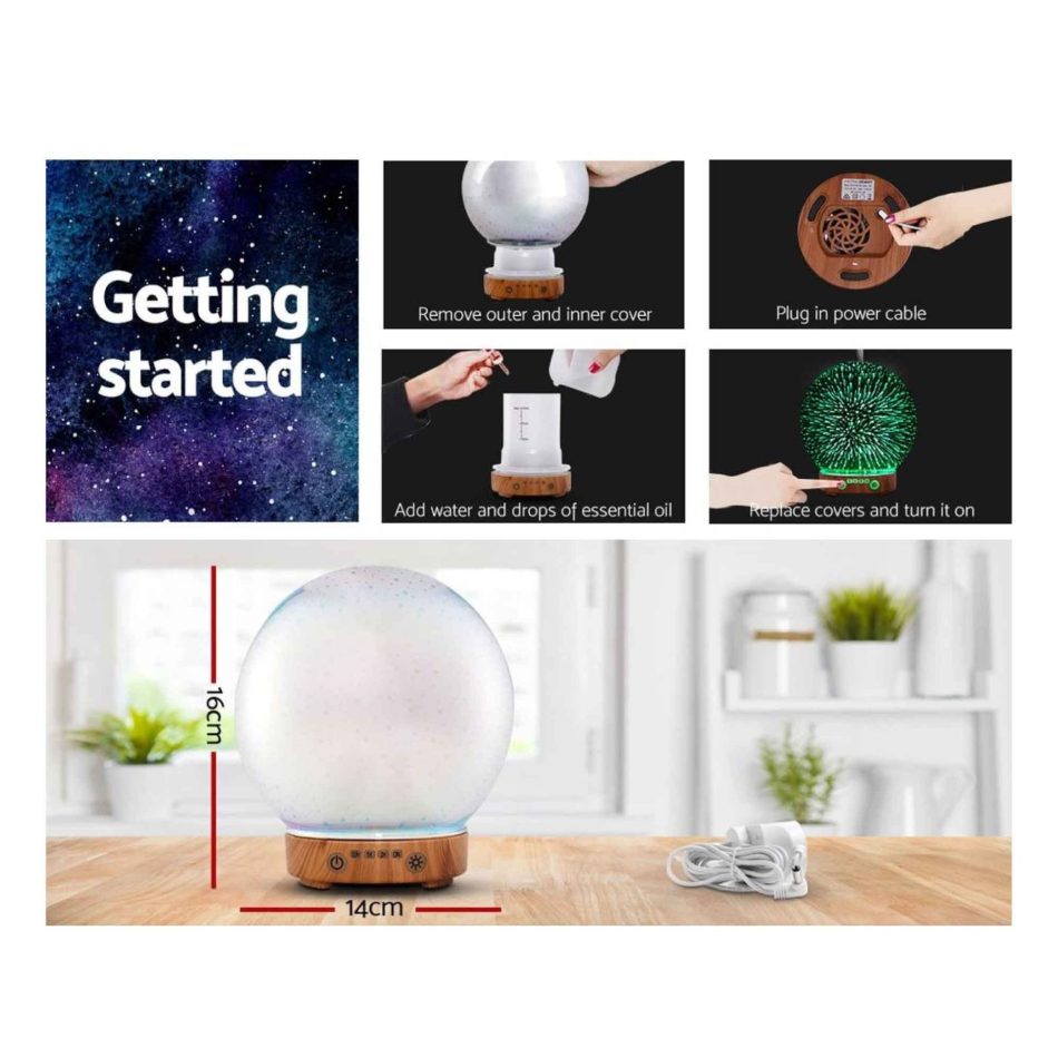 Essential Oil Aroma Diffuser - 100ml Mirror Ball 3D Fireworks Mist Humidifier - Image 6