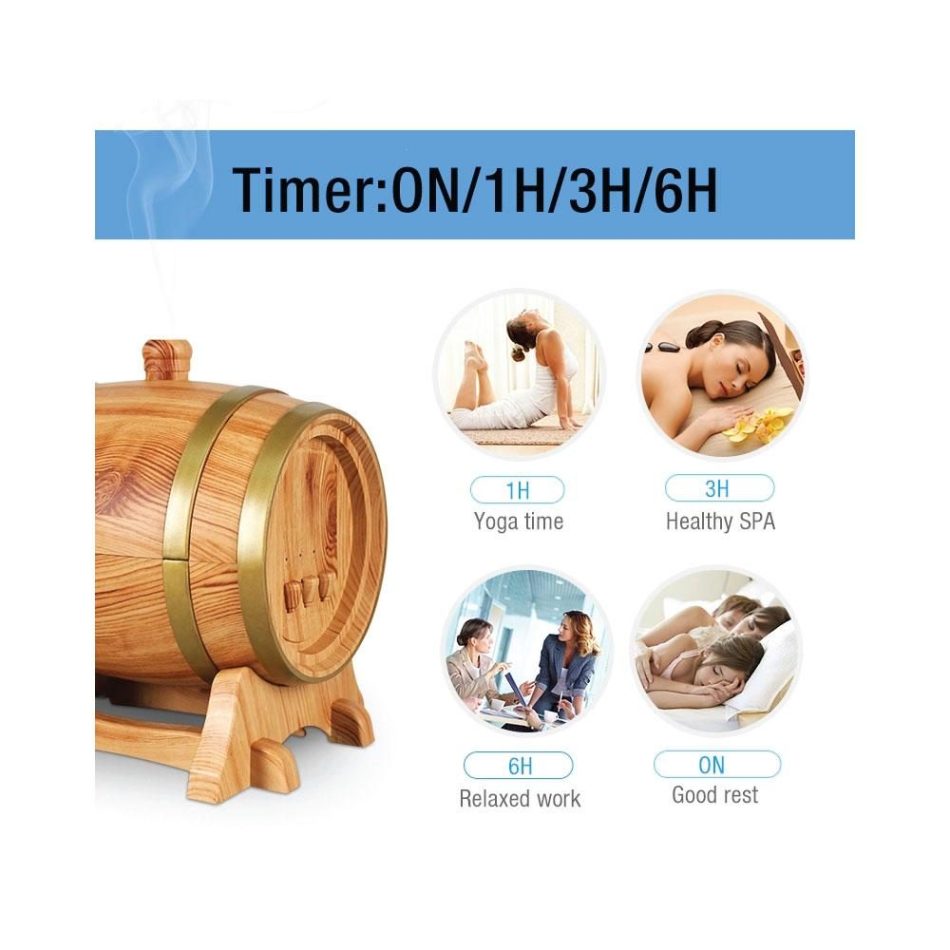 Essential Oil Aroma Diffuser - 350ml Barrel Wood Ultrasonic Air Mist Humidifier - Image 4